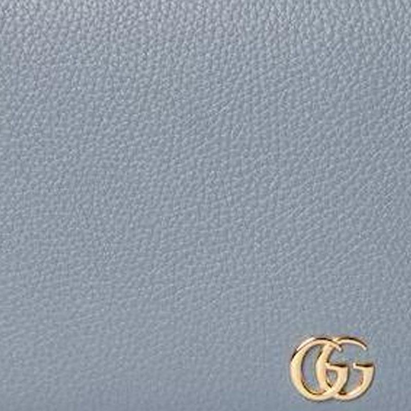 Gucci Double G Metal Logo Leather Shoulder Bag Women Shoulder Bag Light-Blue Beige 497985-AAE5F-1642