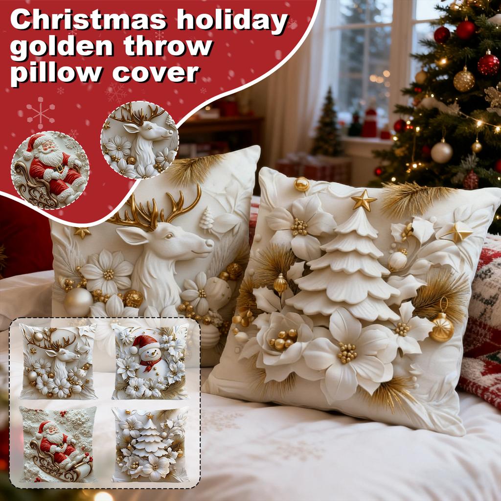 Christmas-themed Gold Pillowcases, Christmas Tree-shaped Cushions, For Home Use, Sofas, And Bedrooms.