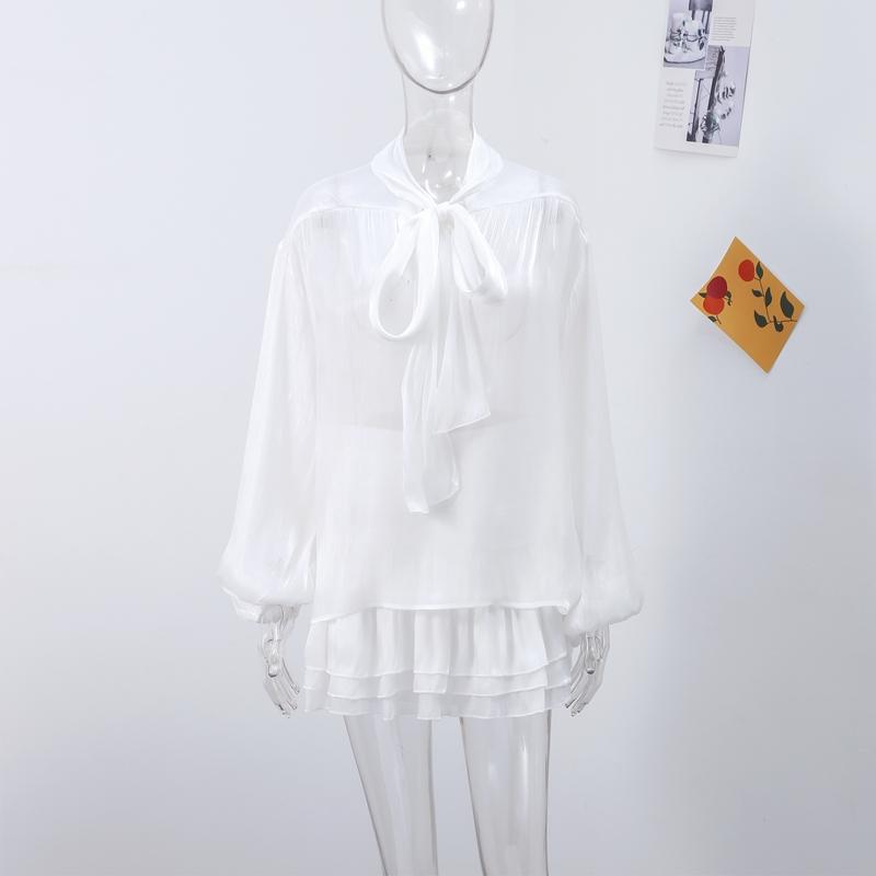 Шикарный бант-топ юбка костюмы женские шнуровка О-образный вырез рукав фонарь блузки высокая талия милая плиссированная юбка весна новый комплект из 2 предметов