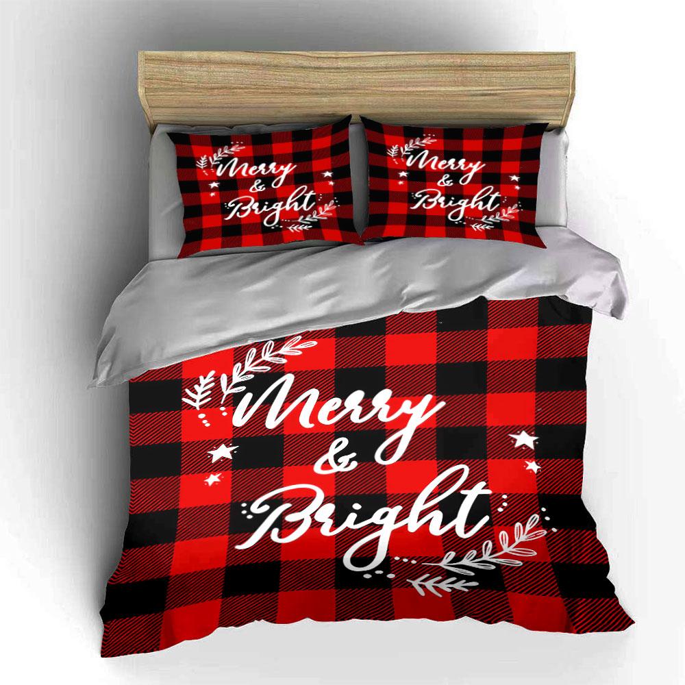 Merry & Bright Plaid Design Bedding Duvet Cover Set Duvet Cover Pillowcases (1*Duvet Cover 2*Pillowcases, without duvet insert)
