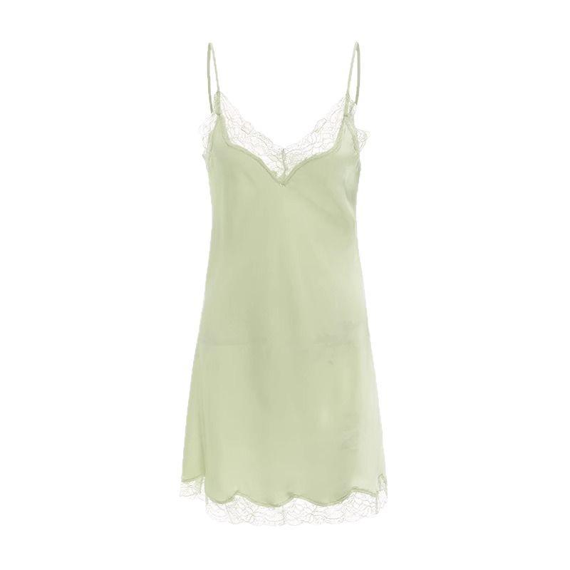 Высококачественная летняя ночная сорочка из кружева и ледяного шелка для женщин - стиль Pure Desire с нагрудными вкладышами, доступна в больших размерах
