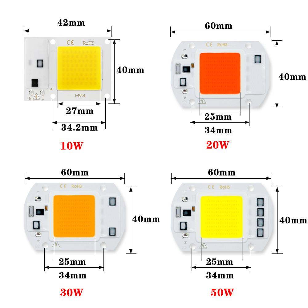 Светодиодные чипы COB AC110V 220V 10W 20W 30W 50W Чип для ландшафтных светильников для садового освещения Фокусирующий прожектор Заливающий свет COB-бусина
