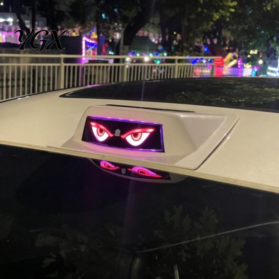 Multi Functional Car Interior Exterior Lights Solar Demon Eye LED Window Light, Waterproof Dynamic Devil Eyes Lamp Remote Control Roof Lighting