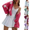 Women's Floral Sweater Loose Short Knit Cardigan
