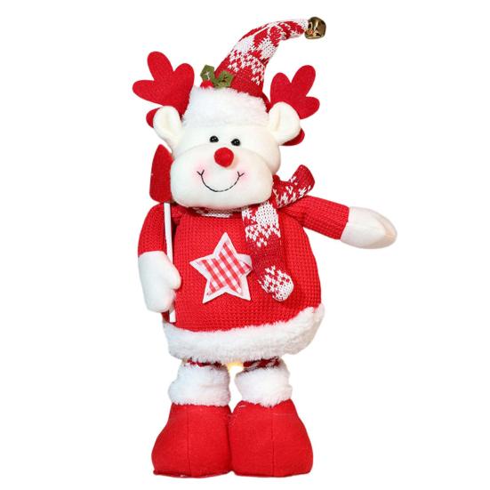 Рождественская кукла, плюшевая игрушка Санта-Клауса, снеговика, лося, с телескопической ногой для рождественского декора для дома, стола, камина, окна, сада
