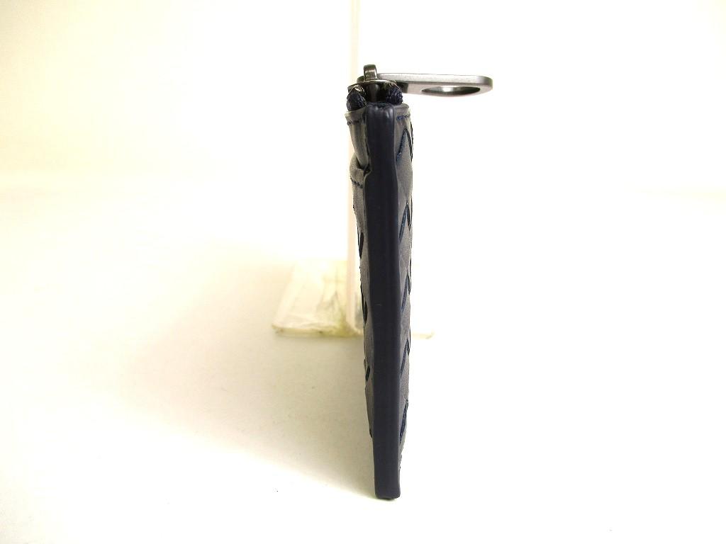 Подлинный кошелек для монет BOTTEGA VENETA Intrecciato темно-синего цвета из кожи #9705, восстановленный