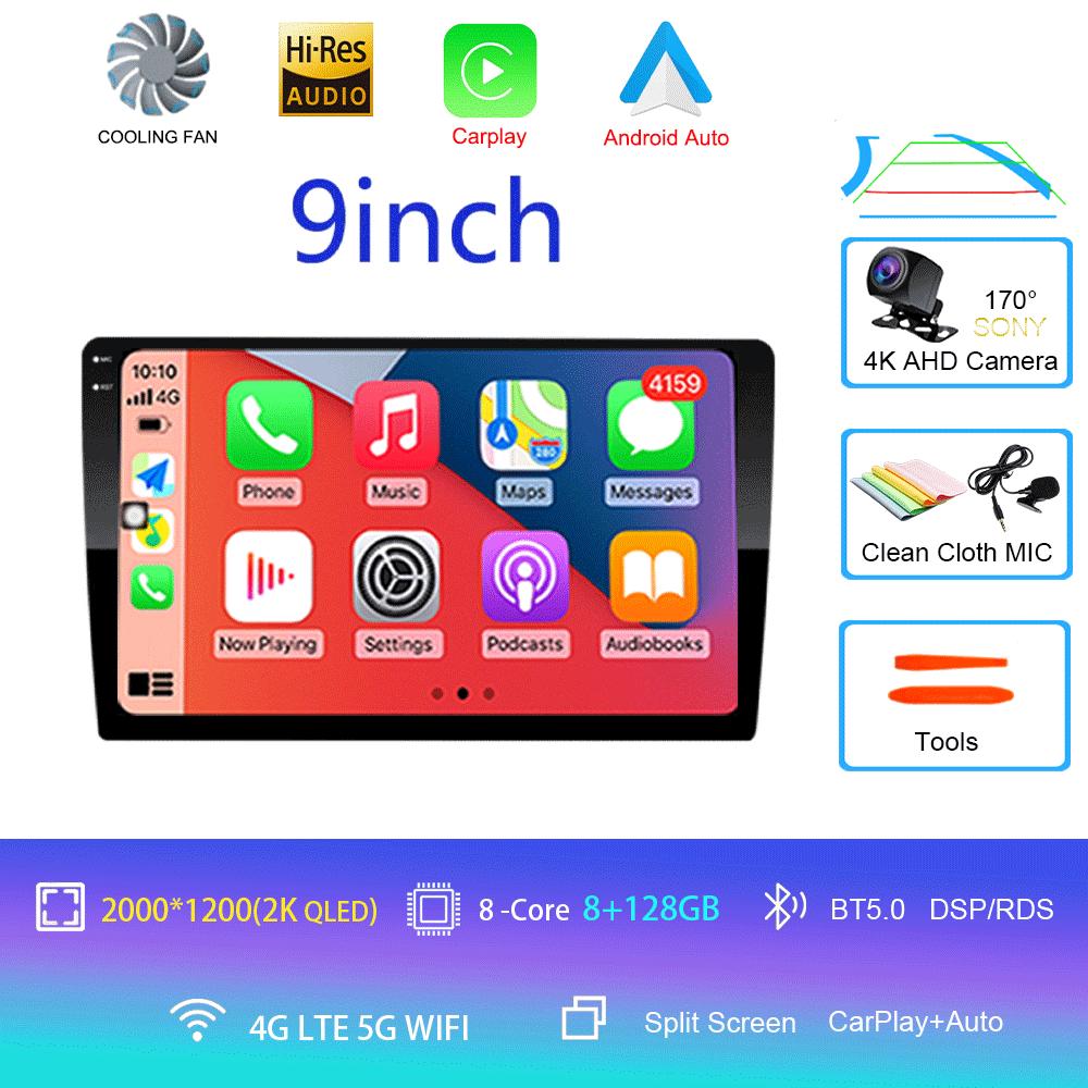 Android 14 2din Car Radio Multimedia Player 9 Inch Carplay For Toyota Volkswagen Hyundai Kia Renault Nissan Honda Lad WIFI+4G
