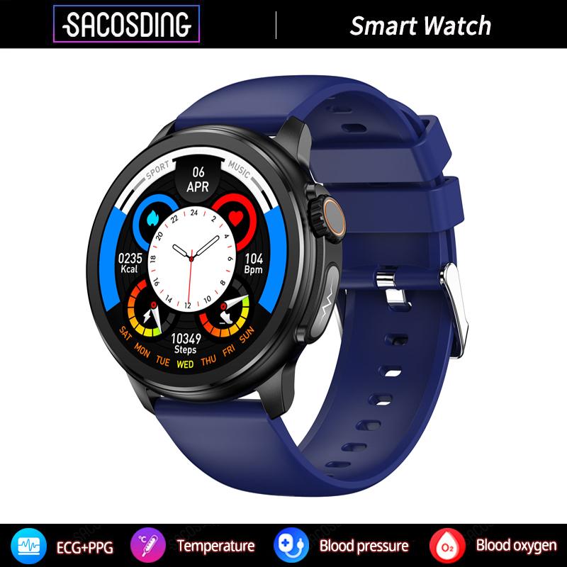 SACOSDING 1,43-дюймовый HD-экран, Bluetooth-вызов, ЭКГ, умные часы для мужчин и женщин, кровяное давление, кислород, частота сердечных сокращений, трекер упражнений, ET481