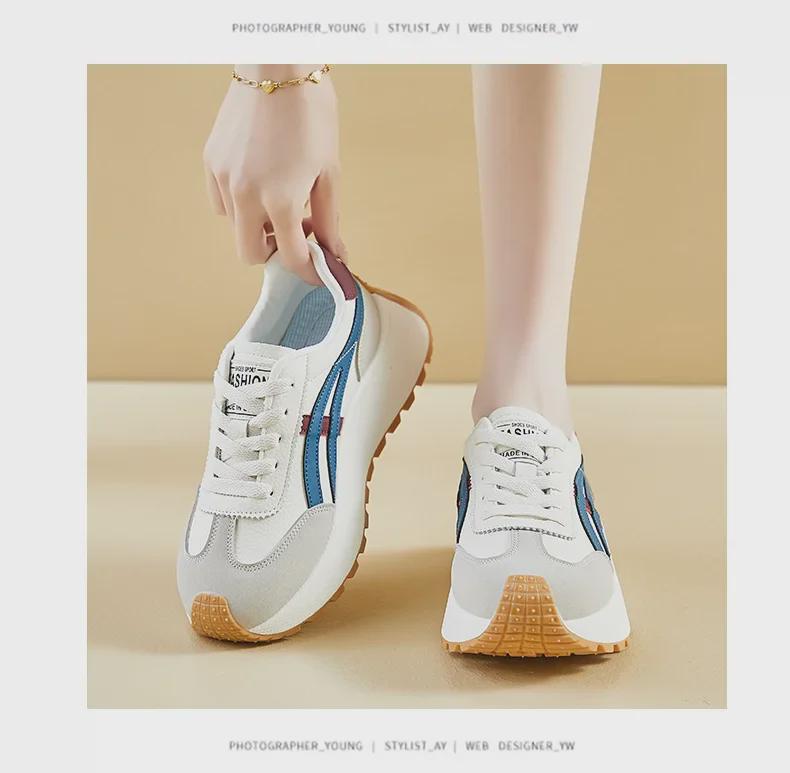 Корейская женская обувь для пап 2025: Кроссовки для бега на каждый день и спорта с толстой подошвой, увеличивающей рост (XFK851)