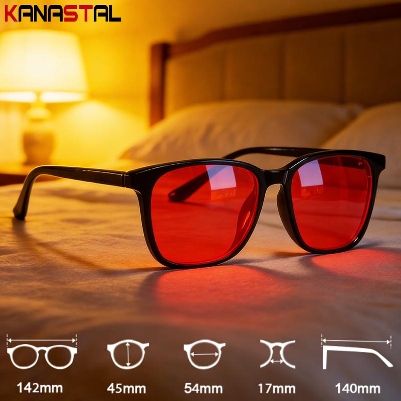 Men Sleep Blue Light Blocking Glasses Women Anti Radiation Computer Eyewear UV500 PC Red Lenses TR90 Square Eyeglasses Frames5