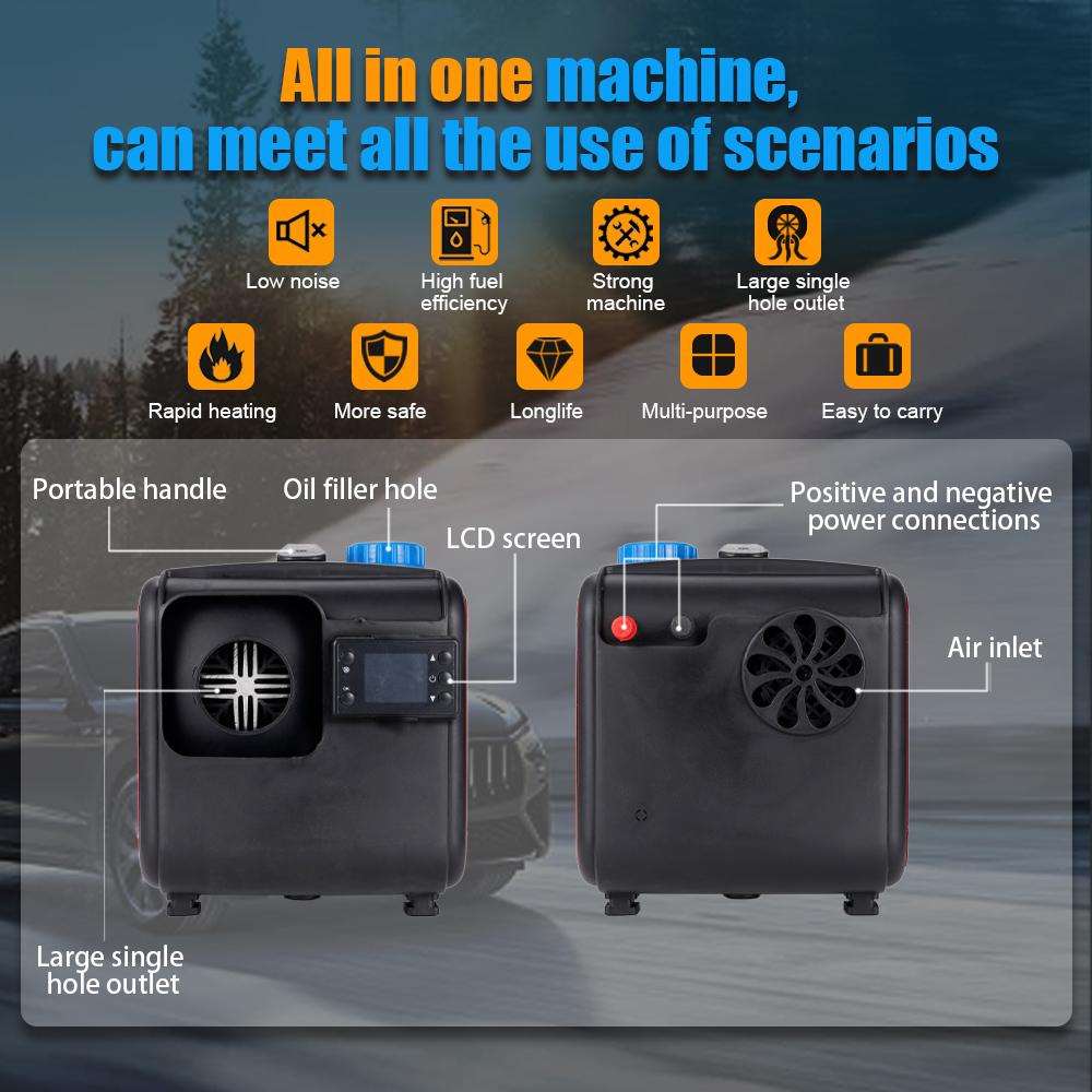 Дизельный воздушный отопитель 12В и 24В Все-в-одном Автомобильный отопитель с ЖК-переключателем Глушитель Пульт дистанционного управления или Автомобильный грузовик Лодка Дом на колесах Парковочный дизельный отопитель 5-8 кВт