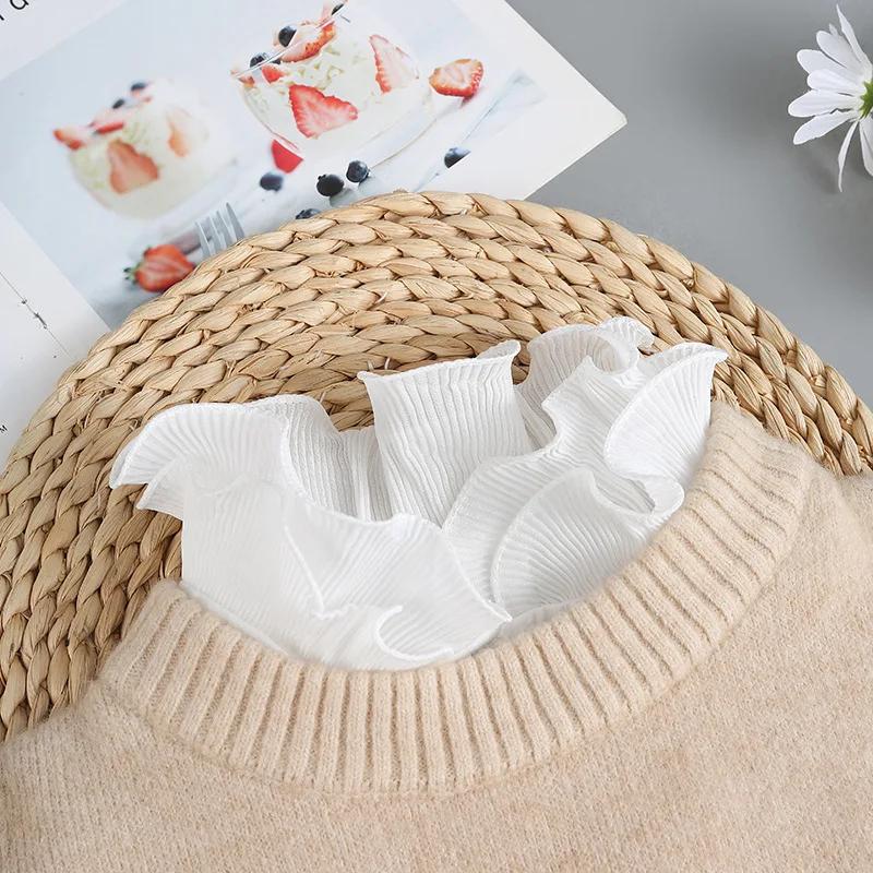 Ruffle Stand Fake Collar + Fake Cuffs Decoration Womens Blouse Detachable Shirt Collar Sweater False Collars Top Accessories