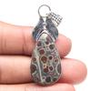 Pendant Leopard Skin Jasper Gemstone Valentine'Day Ethnic Silver Jewelry 2"