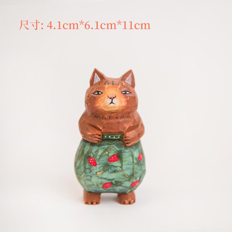 Wooden Carved Kitten Figurine Handcrafted Cat Sculpture Cute Table Decor Home Display Birthday Gift For Cat Lovers Kids Women