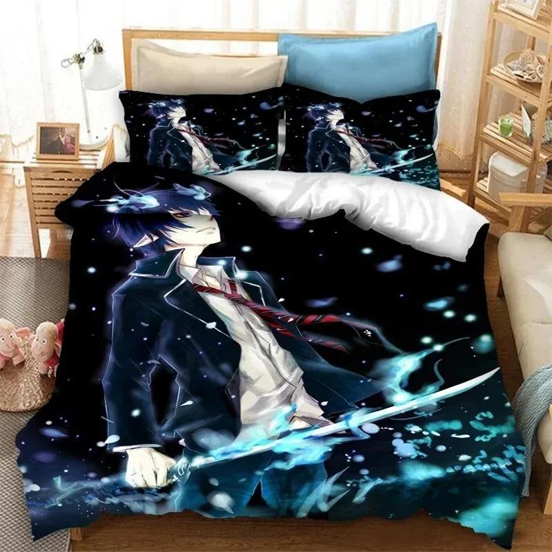 Fashion 3D Printing Anime Blue Exorcist Bedding Set Duvet Covers Pillowcases Comforter Bedding Sets Bedclothes Bed