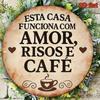 Круглая винтажная алюминиевая вывеска Amor Sorriso Caf 20x20 см для декора кухни и кафе