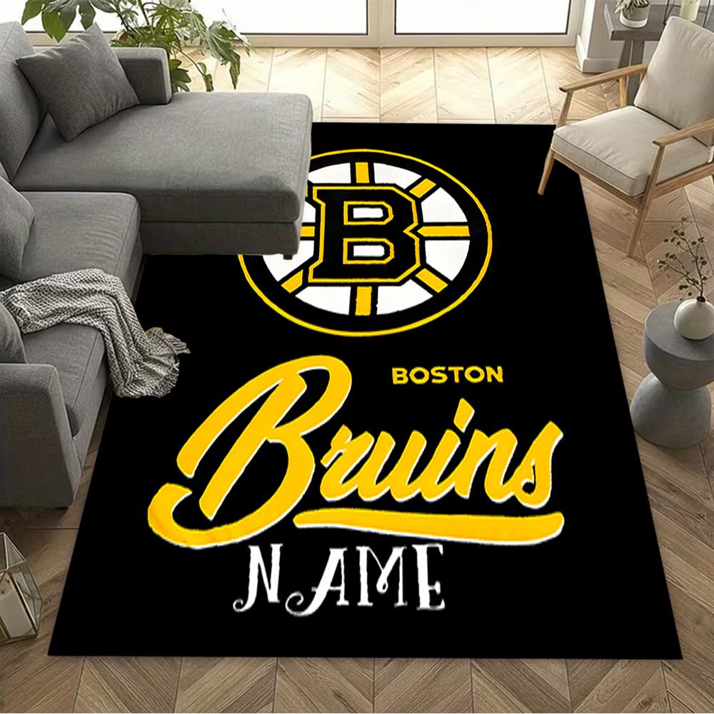Boston Bruins Fan Gear Personalized Text Floor Mat Perfect for Balcony Decorate room Playrooms Living Rooms Antislip Carpet Anime Office Decor