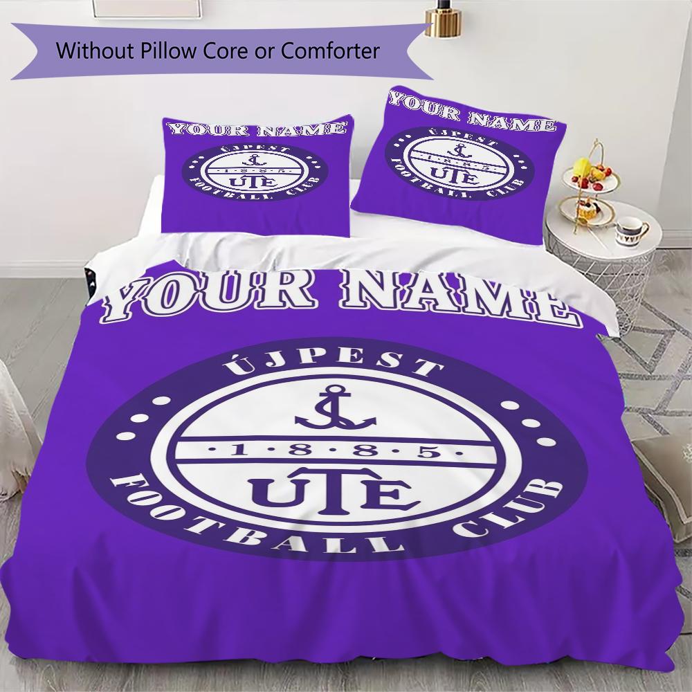 Custom Name Újpest FC Pattern Bedding uilt Set uilt Cover Pillowcase Home Decoration Birthday Gift (1*duvet cover+2*pillowcase without core)