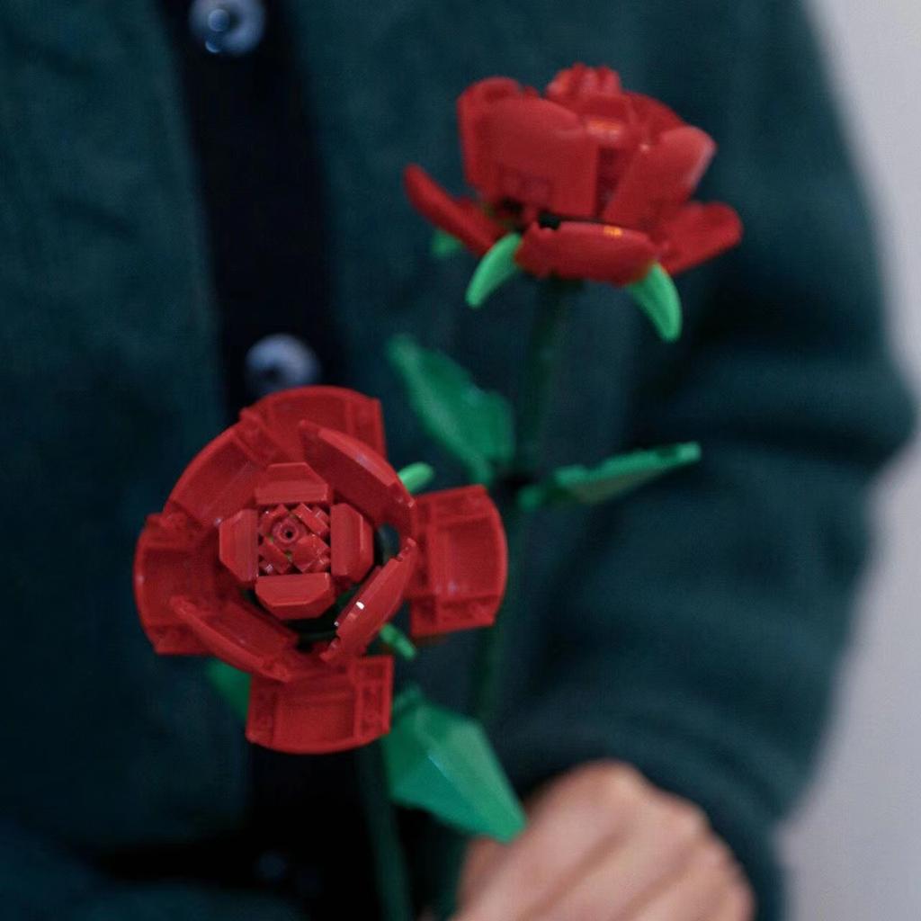 Букет роз, строительные блоки, городской романтический комплект, подарки на день учителя, сборные кирпичи, игрушки для девочек и мальчиков