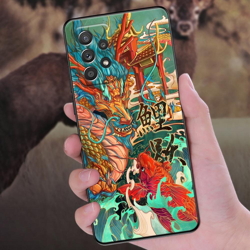 Японский Дракон Волна Аниме Чехол для Телефона Для Samsung Galaxy A57 A56 A37 A55 A36 A26 A54 A52 A35 A34 A25 A17 A16 A15 A07 Мягкая Крышка