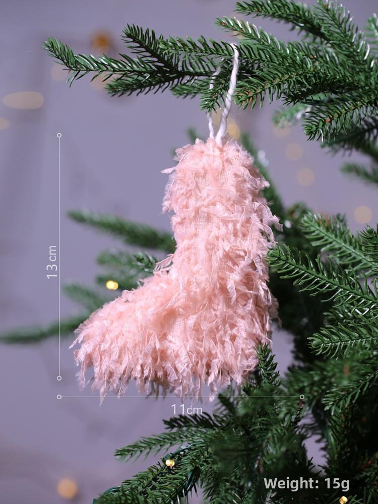 Creative Christmas Tree Socks Heart Shaped Feather Pendant Christmas Decoration For Festive Tree Decor