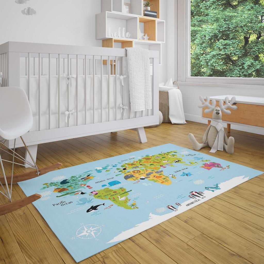 Декоративный современный тонкий коврик для детей из хлопка, устойчивый к пятнам, моющийся, сплетенный машиной