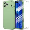 Protective Case - BOOLING - for iPhone 17 Pro - Shockproof Slim Matte Green Silicone - 2 Tempered Glasses