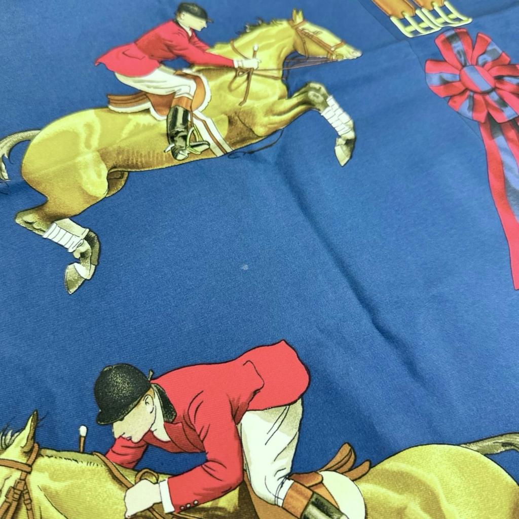 HERMES Carre 90 JUMPING scarf Navy Women used