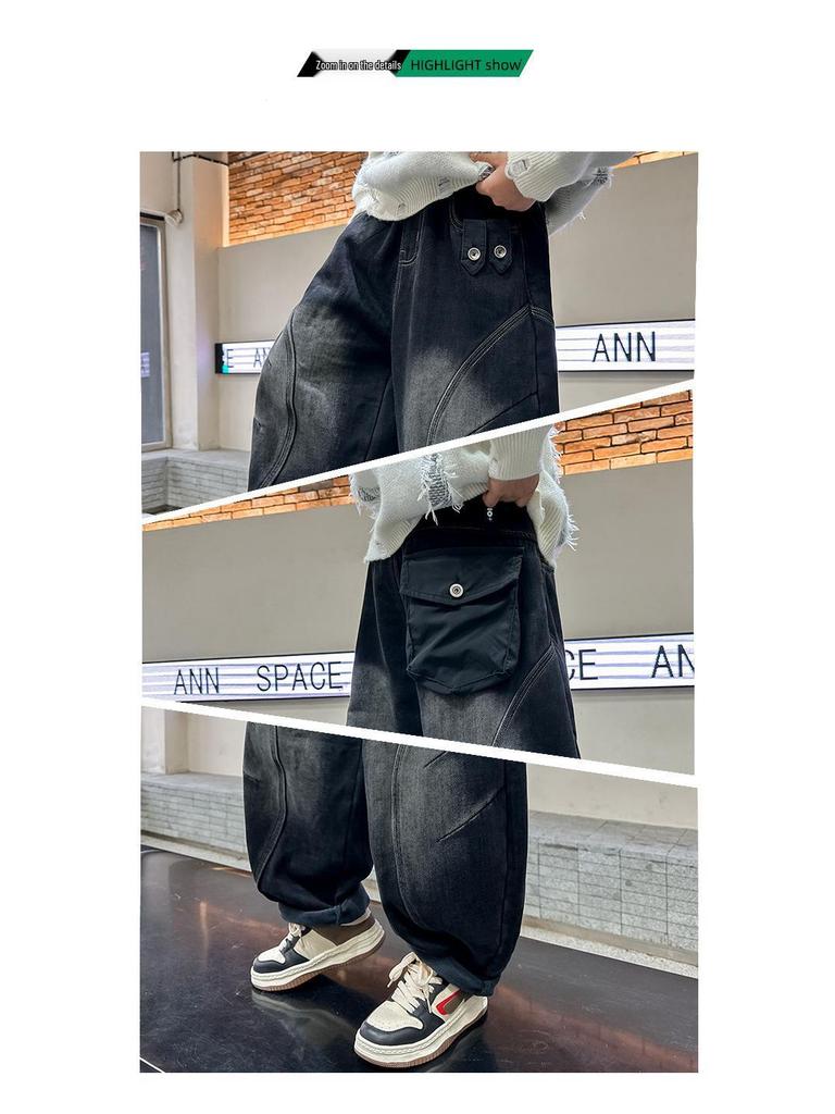 Boys' 2025 Autumn Punk Retro Loose Straight-Leg Jeans