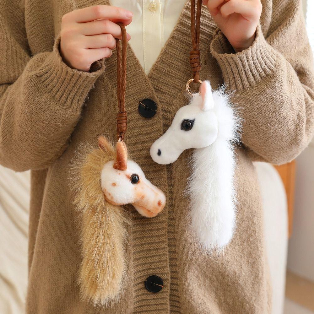 Хлопок ПП Голова Пони Подвеска Пушистый Талисман Кукла Пони Лошадь Плюшевая Игрушка Украшение для Рюкзака