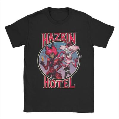 Аниме футболка Hazbins Hotels Alastor для мужчин 100% хлопок винтажная футболка с круглым вырезом футболка с коротким рукавом одежда идея для подарка