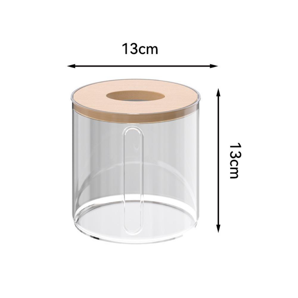 Plastic Clear Tissue Box Wooden Cover Transparent Paper Towel Box Multifunctional Durable Napkin Holder Household Use