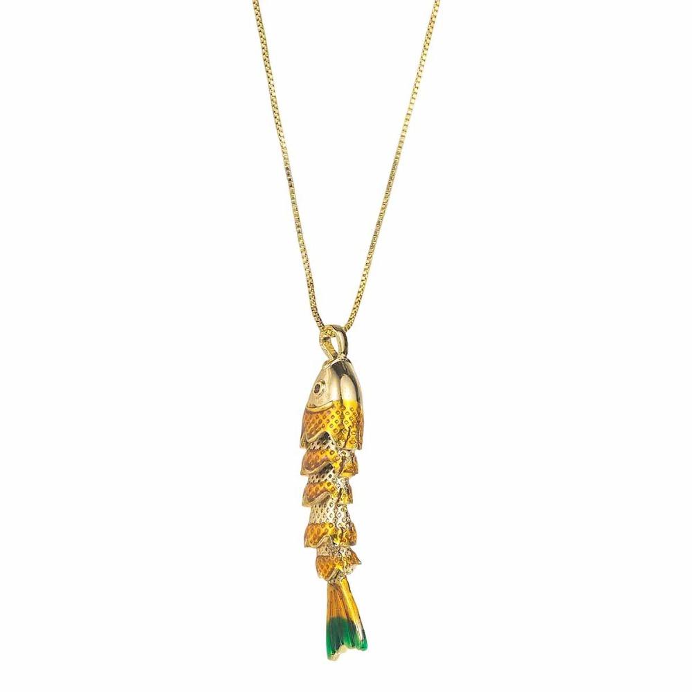 Movable Enamel Fish Necklace Colorful Gold Jewelry Personality Glazed Necklace  Women