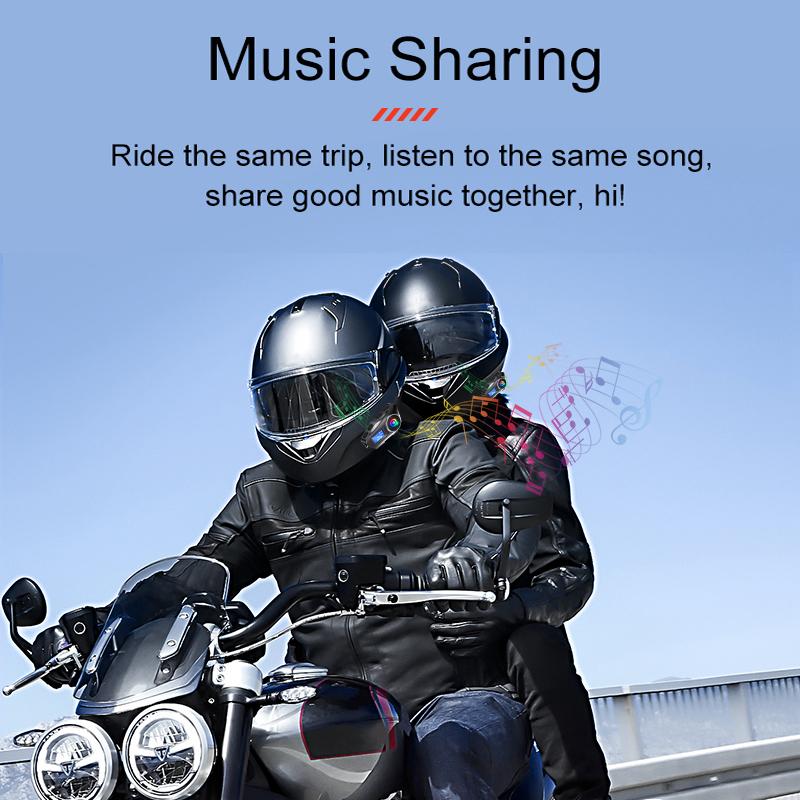 Мотоциклетный шлем-интерком гарнитура FM-радио BT 5.3 Interphone Intercomunicador Moto Music Sharing Фонарик с ЖК-дисплеем