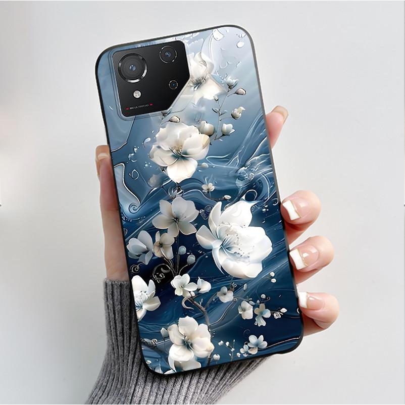 Чехол для ASUS ROG Phone 8 Чехол для ROG Phone 8 Pro Capa Мягкий Силикон Черный Корпус Чехлы для Телефона с Милым Цветочным Мультяшным Принтом