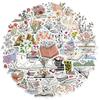 50pcs Cartoon Flower in Book Sticker Aesthetic Phone Bike Wall Scrapbook Motorcycle Waterproof Sticker for Kids Toys Gifts