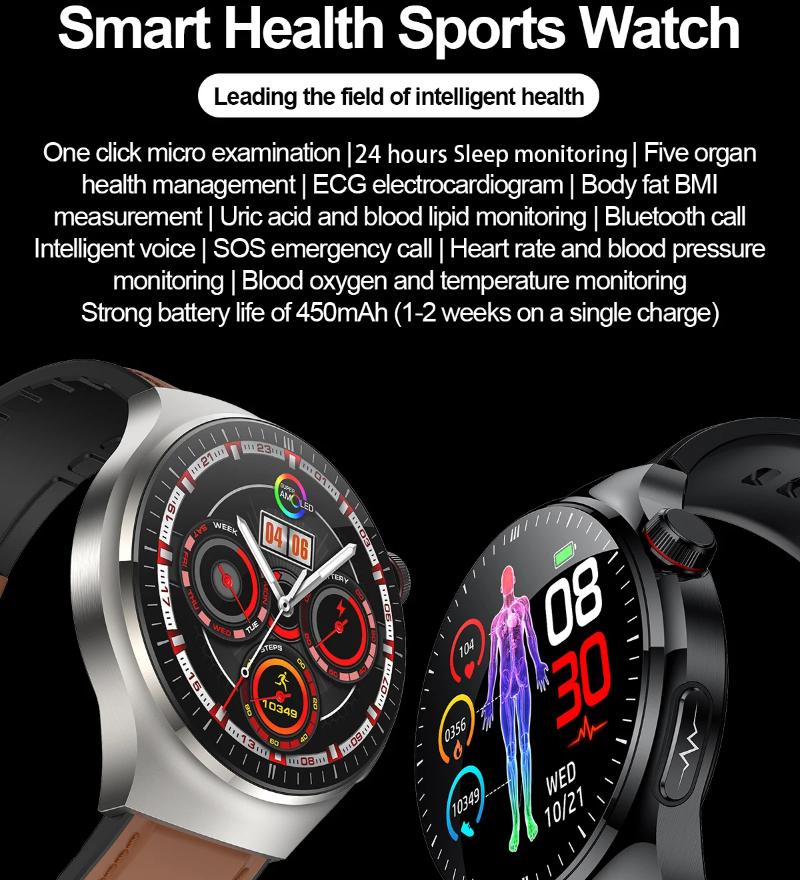 2025 New Health Nursing Grade Smart Watch Men Blood Lipid Uric Acid Tracker ECG+PPG Clock Bluetooth Call Smartwatches For Xiaomi