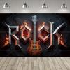 Rock Roll Music Theme Party Decoration Backdrop  Music Event Guitar Microphone Drum Party Decoration Banner Party Supplies207