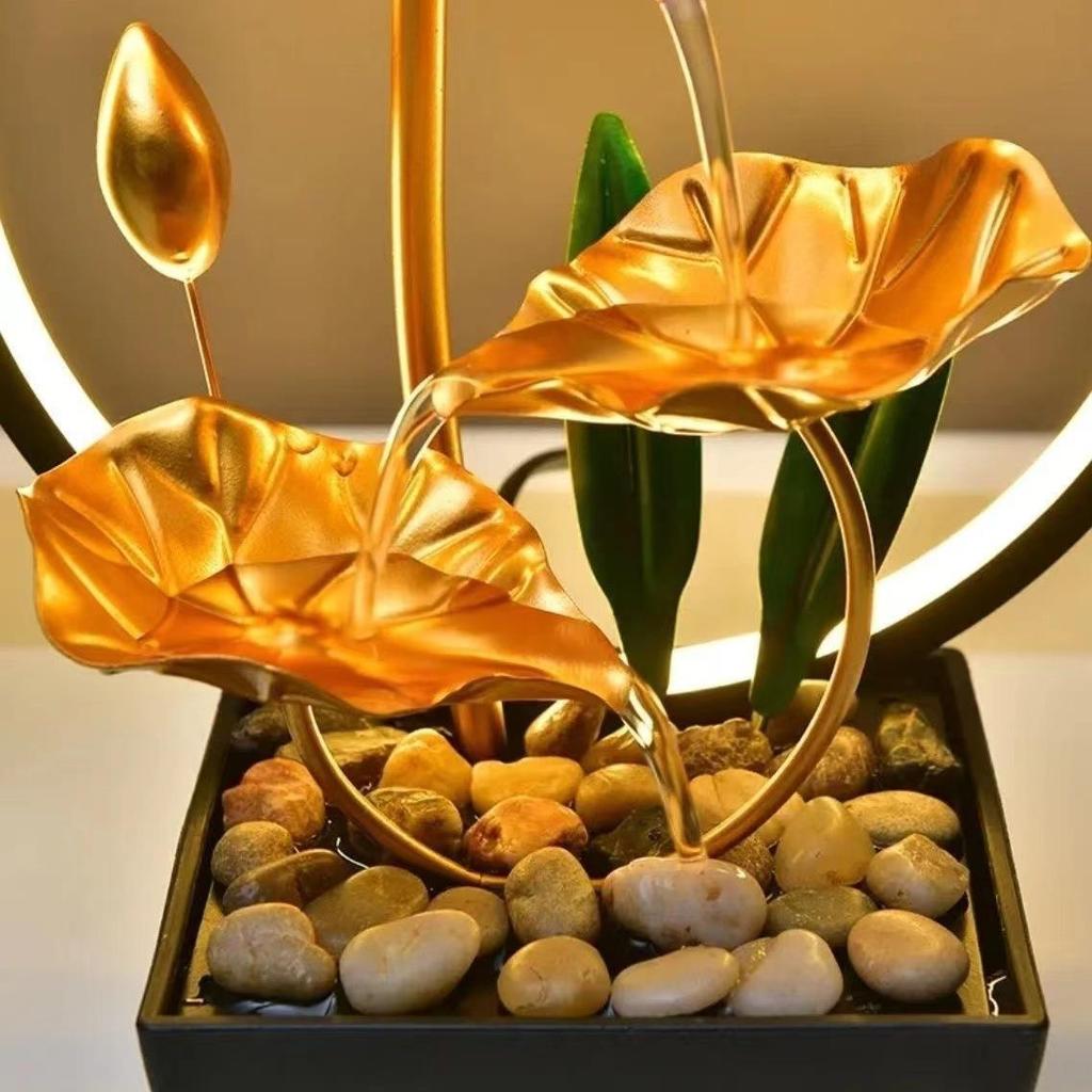 Настольный мини-настольный фонтан со светодиодной подсветкой, украшение для воды, расслабляющий настольный фонтан, домашние украшения, офисный домашний декор