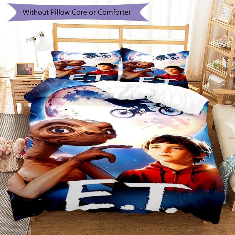 3pcs E-ET1 Design Cover Set - HD Printed Bedding with 1 Cover and 2 Pillowcases - Perfect for Home and Dorm Decor