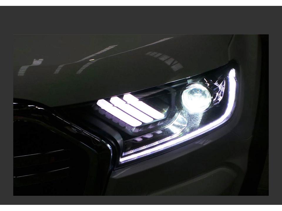 Ford RANGER T7 T8 Everest Headlight Assembly: Mustang Style LED DRL Turn Signal Xenon Light.