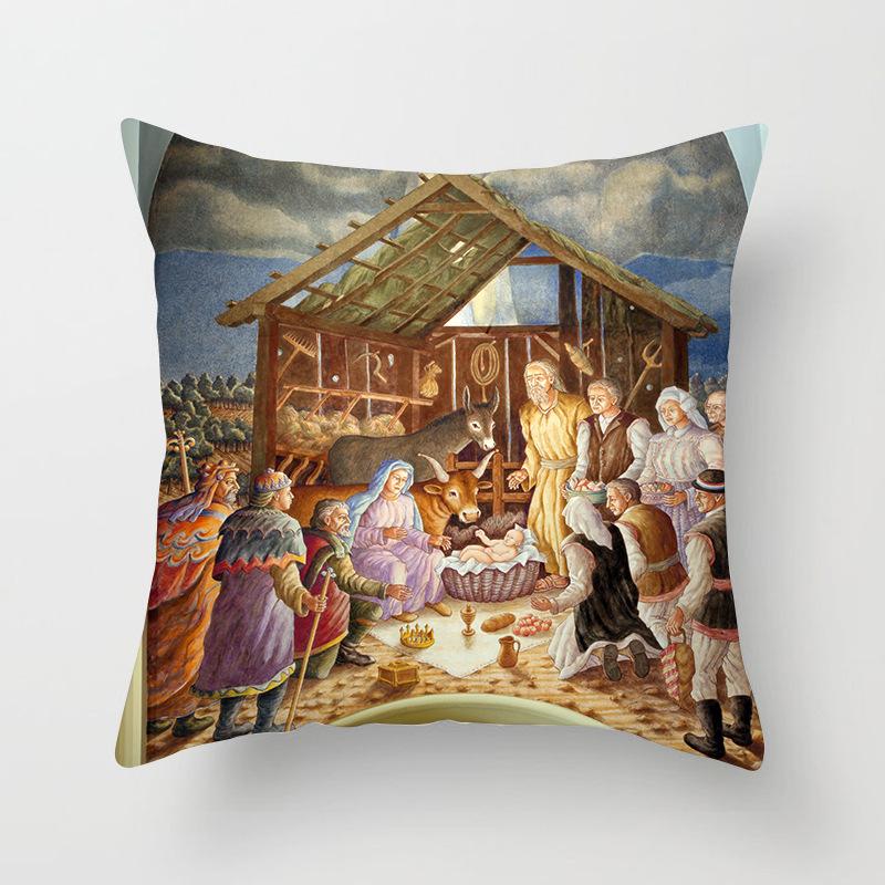 New Nativity Christmas Series Pillow Cover Festive Home Decoration Sofa Pillow Cushion Cover