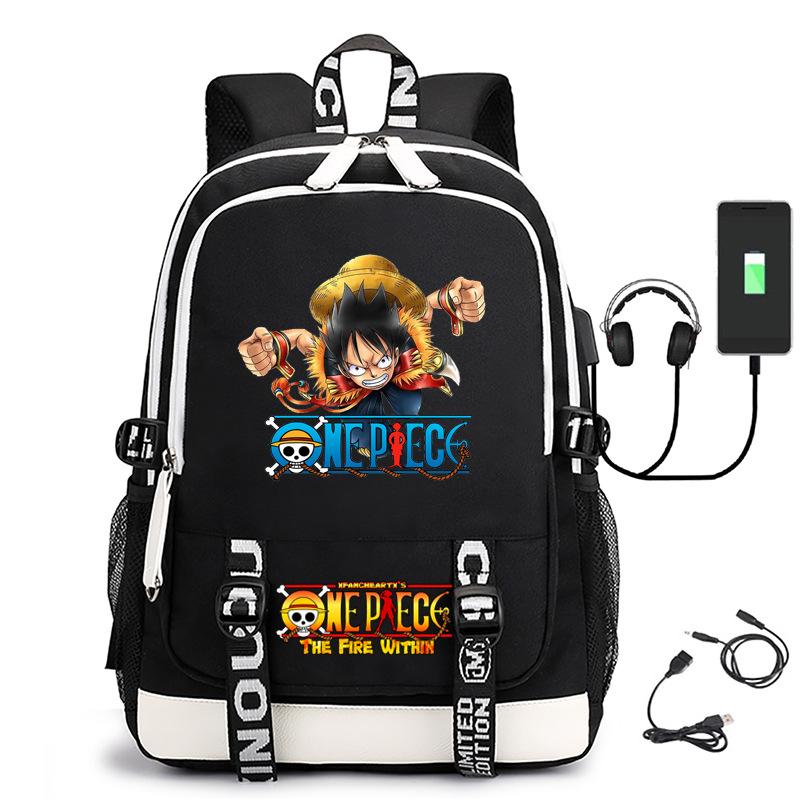 Хит продаж Рюкзак ONE PIECE Луффи с USB-зарядкой, большая вместимость
