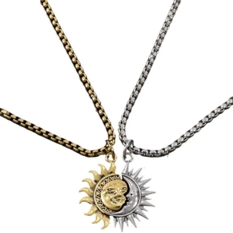 Necklace Pendant Sun Moon Stainless Steel Balance Opposite Amulet Talisman Power Strength Life Protect Health Jewelry Accessories