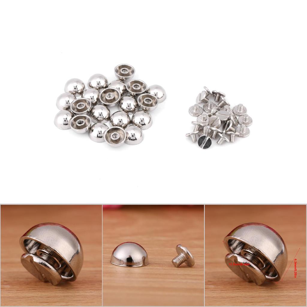 20pcs Mushroom Rivets Studs Buttons Screw for Leather Belt Bag Shoes Decoration(silver)