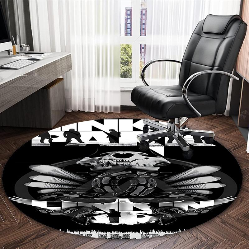1pc Linkin Park3 Print Round Carpet Chair Round Carpet Suitable for Bedroom Living Room Home Decorative Carpet