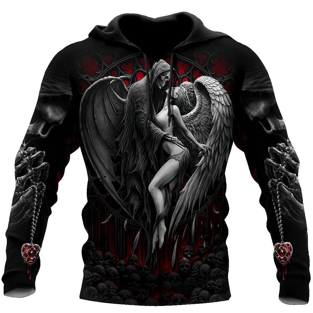 Reaper Skull Angels And Demons 3D Print Весна Осень мужская толстовка унисекс повседневные толстовки пуловер уличная одежда негабаритные топы
