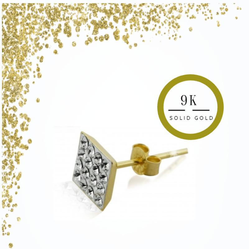 KODY PIERCING Ювелирные изделия для пирсинга из 9-каратного золота, квадратная шпилька для ушей с множеством драгоценных камней - качественный пирсинг