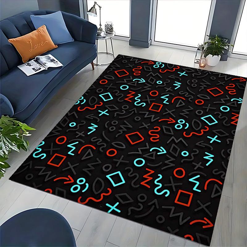 1pc Office Chair Mat with Retro 80s Neon Shapes and Characters - Festive Gift for Home or Office, Universal Seasonal Decor for Living Room, Bedroom, G