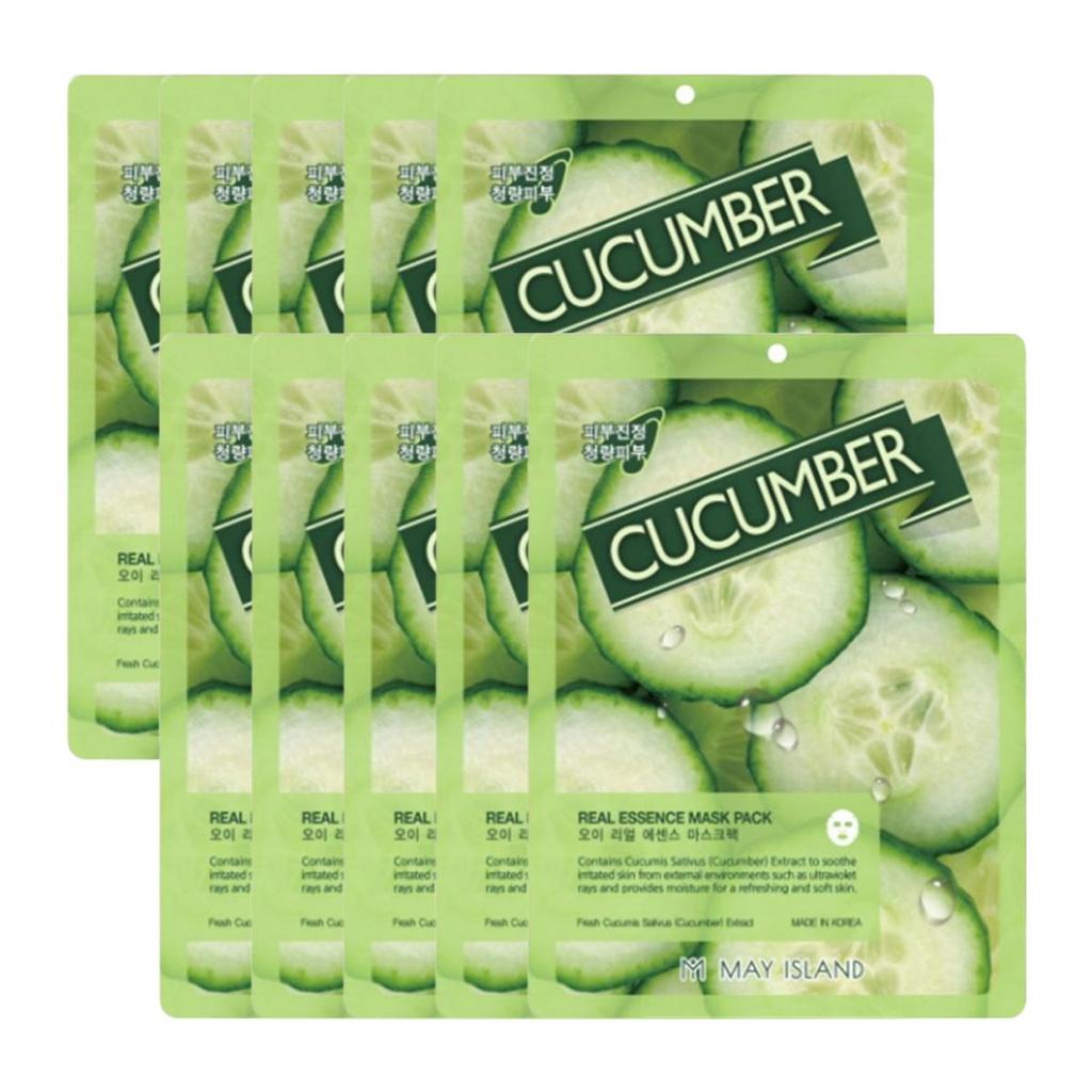 May Island Real Essence Mask Pack Cucumber Hydrating Refreshing Sheet Mask 25ml*10ea